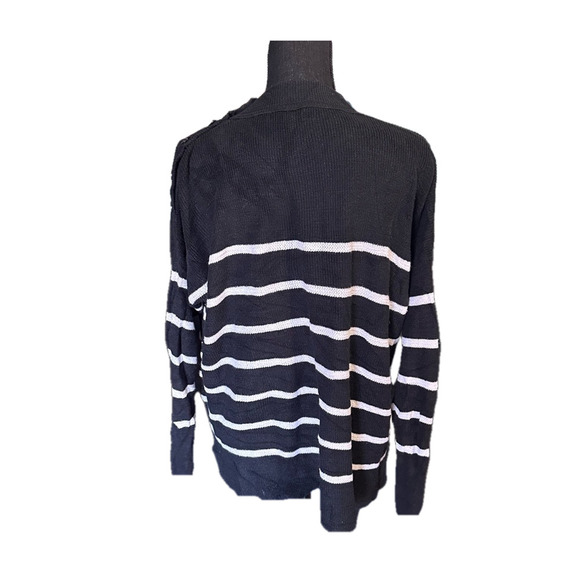 Polo Ralph Lauren Black Striped Mock Neck Sweater – Button Shoulder, Women’s - Picture 6 of 9